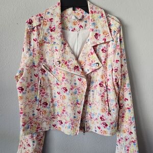 Fate Multicolor Floral Leather Jacket